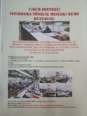 İŞKUR Destekli İstihdama Yönelik Mesleki Kurs Duyurusu
